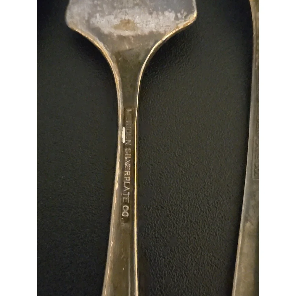 Lot Of 6 Various Silverplated Flatware Spoons Forks w 2‎ Stainless Steel Spoons